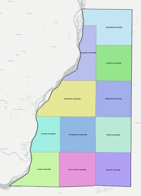 Henderson County IL townships and subdivisions map