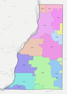 Henderson County IL ZIP code boundaries map