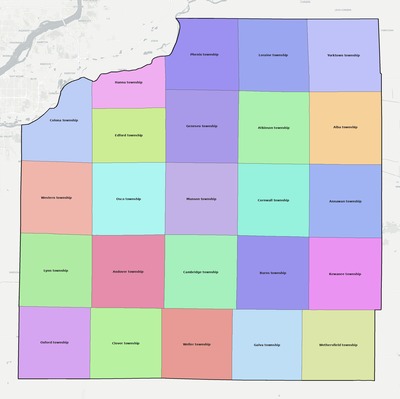 Henry County IL townships and subdivisions map