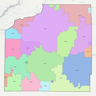 Henry County IL ZIP code boundaries map