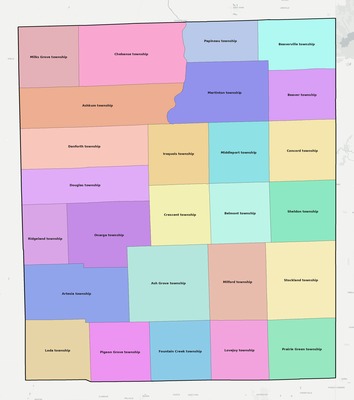Iroquois County IL townships and subdivisions map