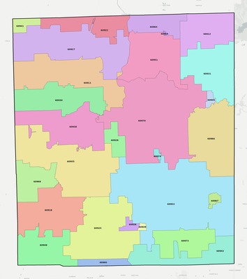 Iroquois County IL ZIP code boundaries map