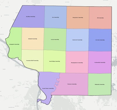 Jackson County IL townships and subdivisions map