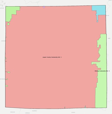 Jasper County IL school district boundaries map