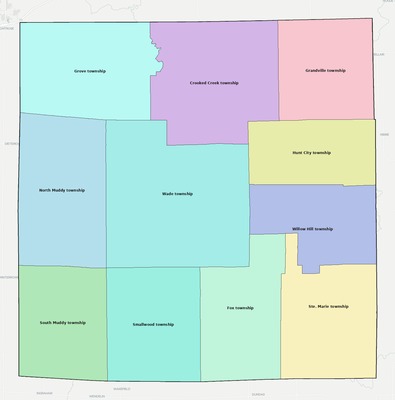 Jasper County IL townships and subdivisions map