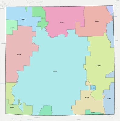 Jasper County IL ZIP code boundaries map