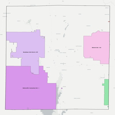 Jefferson County IL school district boundaries map