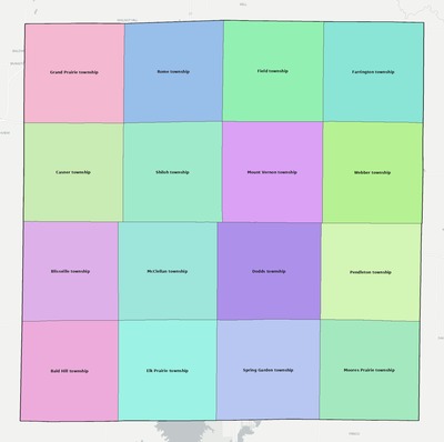 Jefferson County IL townships and subdivisions map