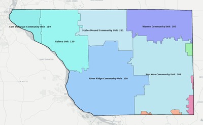 Jo Daviess County IL school district boundaries map