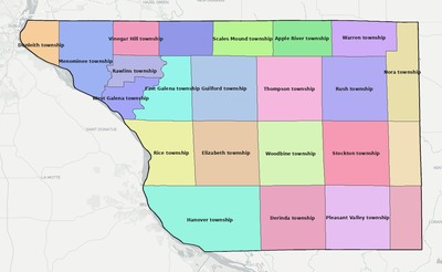Jo Daviess County IL townships and subdivisions map