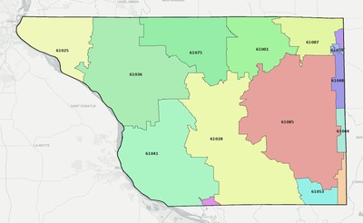 Jo Daviess County IL ZIP code boundaries map