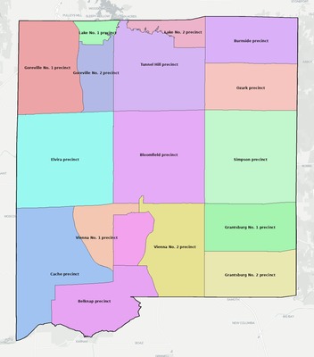 Johnson County IL townships and subdivisions map