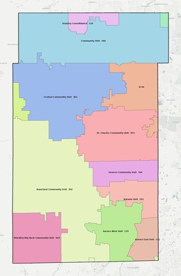 Kane County IL school district boundaries map