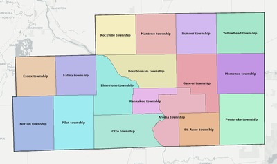 Kankakee County IL townships and subdivisions map
