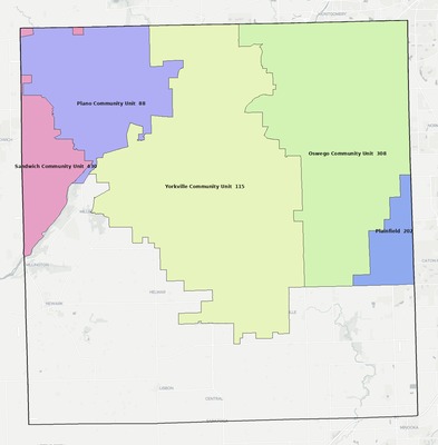 Kendall County IL school district boundaries map
