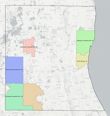 Lake County IL school district boundaries map
