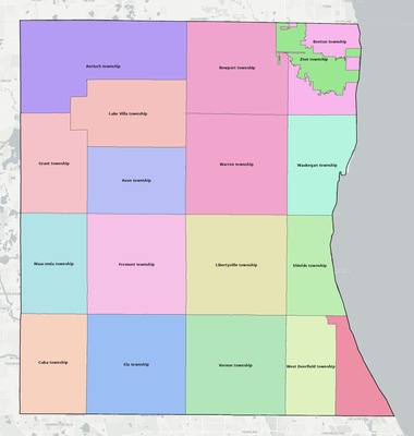 Lake County IL townships and subdivisions map