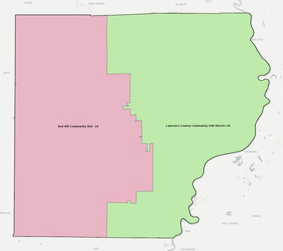 Lawrence County IL school district boundaries map