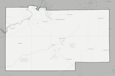 Lee County IL county basemap context