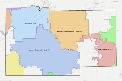 Lee County IL school district boundaries map