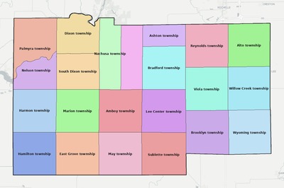 Lee County IL townships and subdivisions map