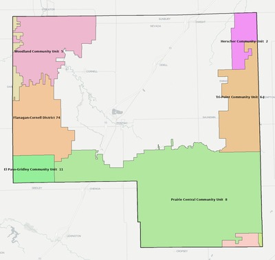 Livingston County IL school district boundaries map