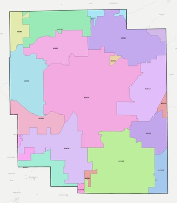 Logan County IL ZIP code boundaries map