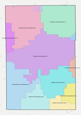 Macoupin County IL school district boundaries map