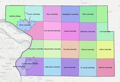 Madison County IL townships and subdivisions map