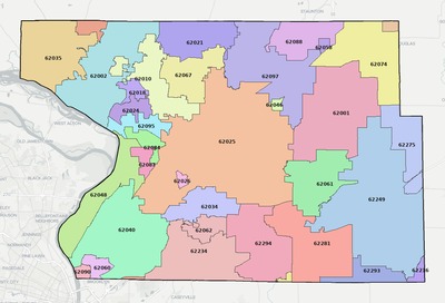 Madison County IL ZIP code boundaries map