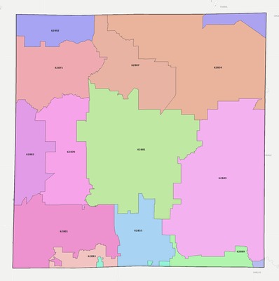 Marion County IL ZIP code boundaries map