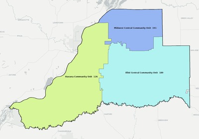 Mason County IL school district boundaries map