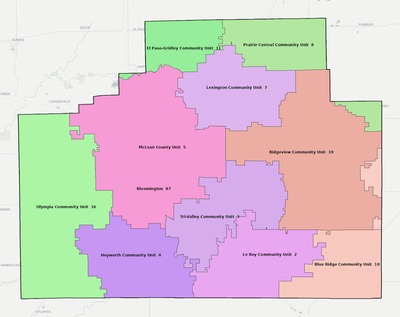 McLean County IL school district boundaries map