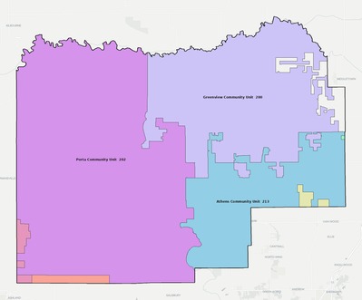 Menard County IL school district boundaries map
