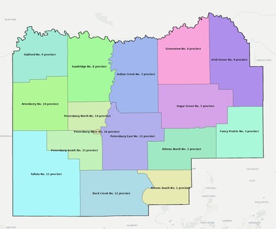 Menard County IL townships and subdivisions map