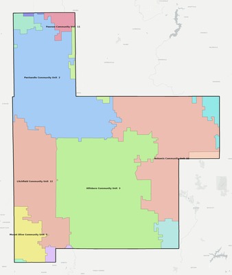 Montgomery County IL school district boundaries map