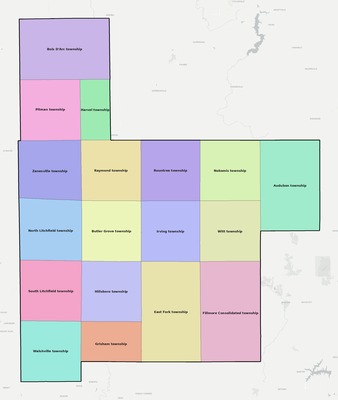 Montgomery County IL townships and subdivisions map