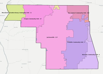 Morgan County IL school district boundaries map