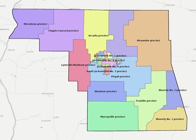 Morgan County IL townships and subdivisions map