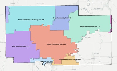 Ogle County IL school district boundaries map