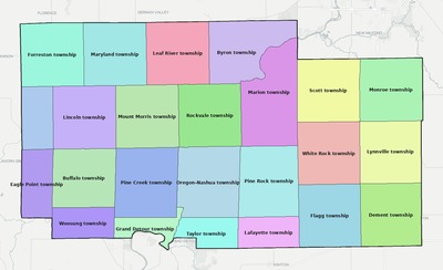 Ogle County IL townships and subdivisions map
