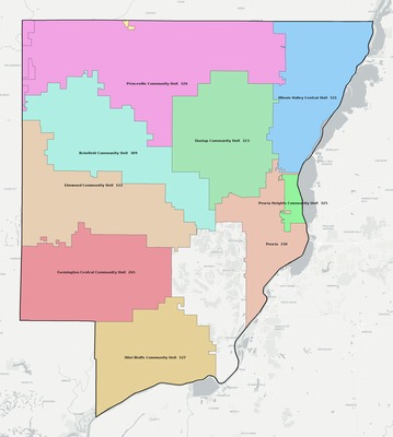Peoria County IL school district boundaries map