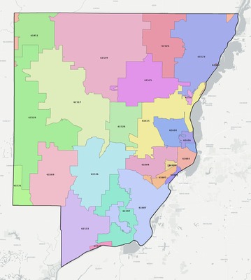 Peoria County IL ZIP code boundaries map