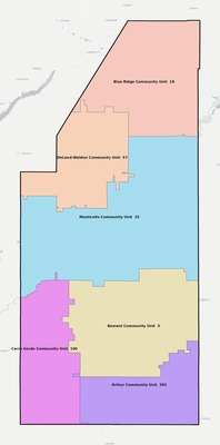 Piatt County IL school district boundaries map