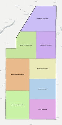 Piatt County IL townships and subdivisions map