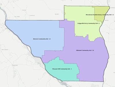 Pike County IL school district boundaries map