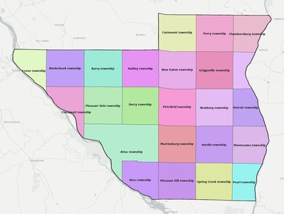Pike County IL townships and subdivisions map