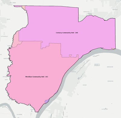 Pulaski County IL school district boundaries map