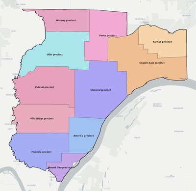 Pulaski County IL townships and subdivisions map
