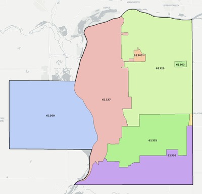 Putnam County IL ZIP code boundaries map